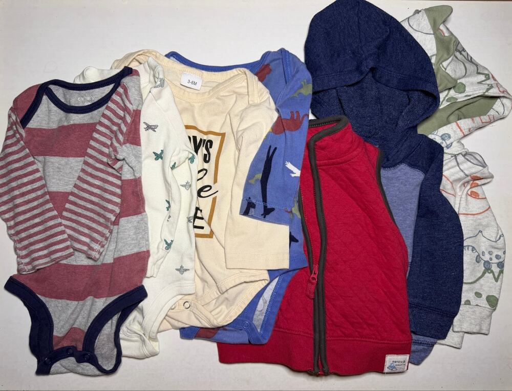Baby Boy 3-6M 6M Clothing Lot Carter’s Old Navy Hoodies Bodysuits 7pc